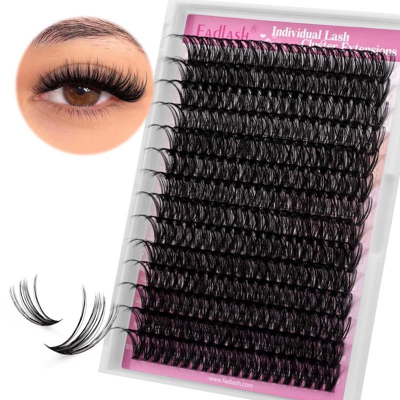 Lash Clusters 20mm Individual Lashes Cluster Black Volume Eyelash Clusters Long Individual Lash Extensions D Curl Cluster Lashes DIY Eyelash Extension 40D007D 20mm